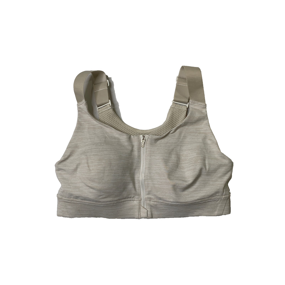 Outdoor Voices Sports Bra Women S Small Beige Powerhouse Ultra Support Front Zip